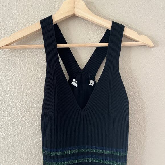 Opening Ceremony Stretch stripe front split knit Midi dress - Picture 6 of 9